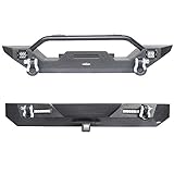 Hooke Road Different Trail Front + Rear Bumper w/LED Lights & D-Rings Kit for 1997-2006 Jeep Wrangler TJ & Unlimited