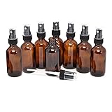 8 Pack Amber Spray Bottles 2oz - [THE PERFECT SPRAY] - Empty Glass Bottles For Cleaning Solutions - Best Refillable MIST SPRAY Pack Perfume Atomizer [2oz]