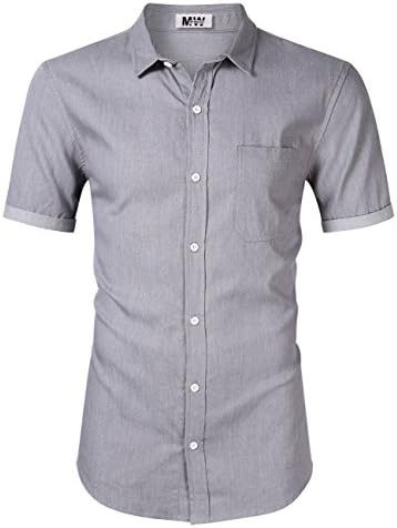 MrWonder Men's Casual Slim Fit Long Sleeve Button Down Dress Shirts Solid Colors