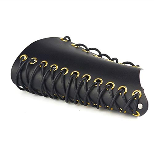 PU Leather Archery Bow Target Arm Guard Forearm Bracelet Armguard Protector Black - Thumbnail 6
