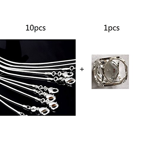 Hupplle 10pcs 24" 24 Inch Silver Plated 1.2MM Snake Chain Necklace New (24"24")