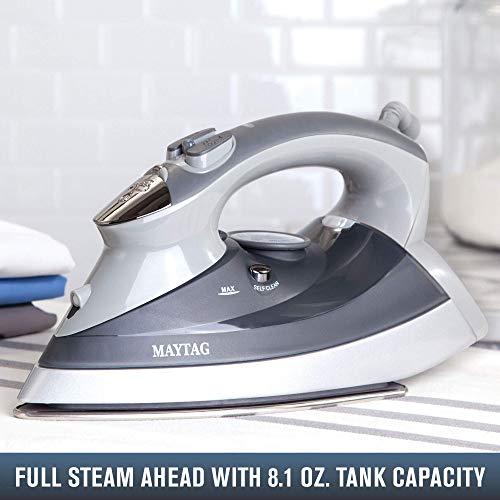 Maytag M400 Speed Heat Steam Iron & Vertical Steamer with Stainless Steel Sole Plate, Self Cleaning Function + Thermostat Dial (Renewed)