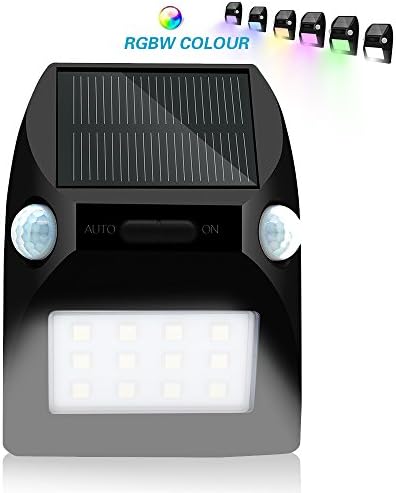 Solar Dual Motion Sensors Light Outdoor, Bcway Waterproof 180° Sensing Range Security Night Light Auto On/Off Solar Wall Lights with 12 RGBW LED for Yard Driveway Patio Garden Path