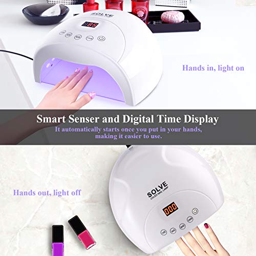 image for SOLVE 48W Nail Lamp, Portable LED UV Nail Light Nail Dryer with 4 Time