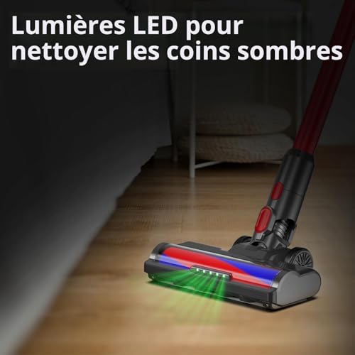 Brush with Soft Roller for Dyson V7 V8 V10 V11 V15 Replacement Floor Tip Soft Roller Replacement Front Lights for Hard Floors like Parquet, Wood Floor, Laminate, Tile