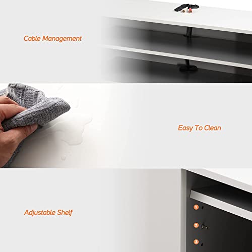 WAMPAT White Floating TV Stand Wall Mounted Shelf Entertainment Center