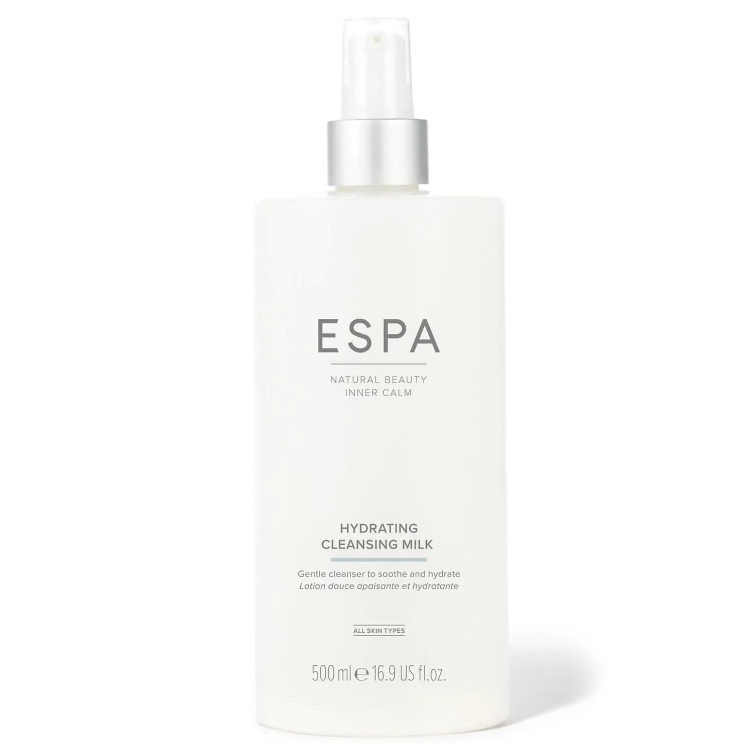 ESPA | Hydrating Cleansing Milk Supersize | 500ml | Removes Make-up & Impurities | Comforts & Hydrates | Sweet Almond, Marshmallow & Chamomile | For All Skin Types