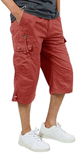 FASKUNOIE Men's 3/4 Capri Cargo Shorts Breathable Summer Cotton