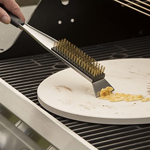 Hans Grill Cleaning Brush and Scraper for Pizza Stone/Oven 17” 2in1