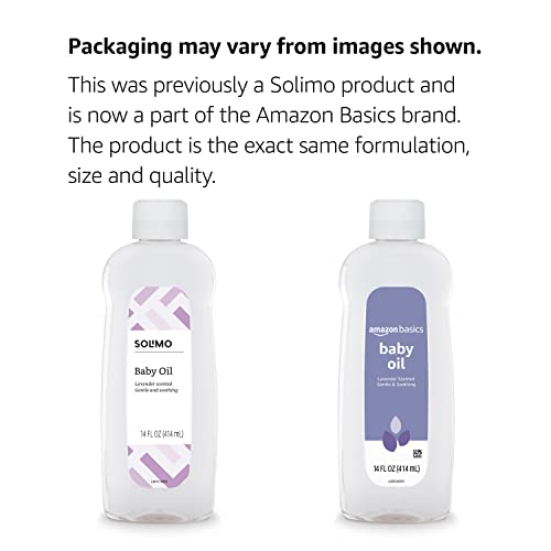AMAZON BASICS BABY OIL, SOOTHING LAVENDER SCENTED, PREVENTS MOISTURE LOSS, 14 FLUID OUNCE, 1-PACK (PREVIOUSLY SOLIMO)