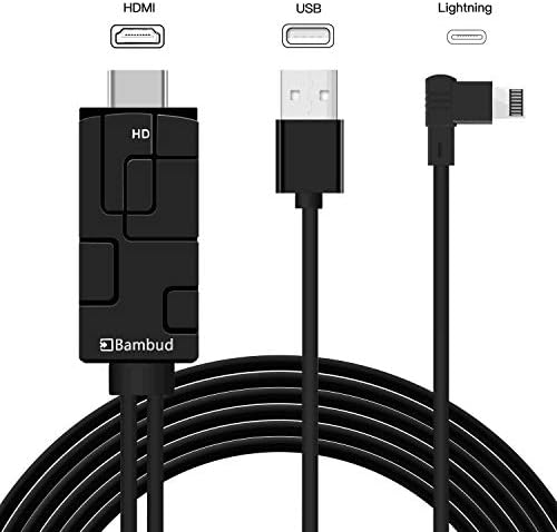 Bambud Phone Pad to HDMI Adapter Cable 6.5ft, Digital AV Adapter 1080p HD TV Connector Cord Compatible Phone Xs Max XR 8 7 6Plus, Pad, Pod to TV Projector Monitor (Black)