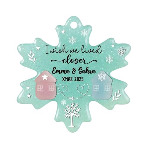 2D Acrylic Christmas Colorful Ornament Meaningful Friendship Pendant 2025 Christmas Relationship Souvenir Decor Snowflake Shaped Ornaments Friendship Gifts for Xmas Tree Decorations (Snowflake-C)
