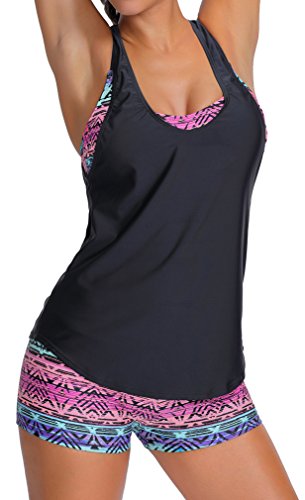 Pandolah Women Tankini Swimsuit with Panty Boyshorts Swimwear