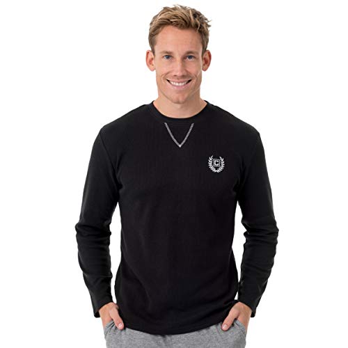 Chaps Men's Waffle Long Sleeve Crew Neck Top, Caviar, X-Large