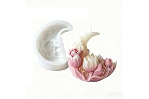 1pc Moon & Floral Silicone Mold For Aromatherapy Candles, Plaster Soap Clay And Epoxy Resin Crafts - Reusable Detailed Moon R