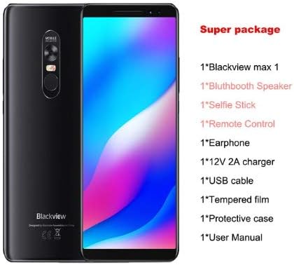 Blackview MAX 1 6.01 inch 18:9 Display Projector Mobile Phone AMOLED 4680mAh Android 8.1 Mini Projector Portable Home Theater 6GB+64GB Smartphone MAX1(Selfie Stick+Bluetooth Speaker+Remote Control)