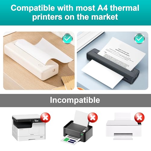 (100 Sheets) A4 Thermal Paper Foldable, BPA-Free, Quick Dry, Thermal Paper for Documents, Web Pages and Photos (100)