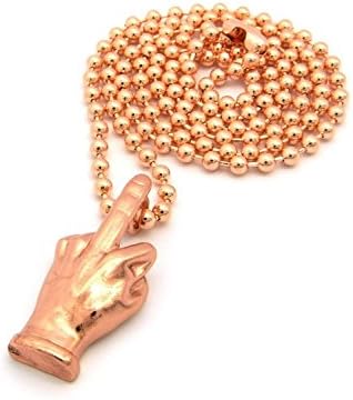 Letter Love Fashion Middle Finger Micro Pendant W/3Mm 27" Ball Chain Hip Hop Necklace