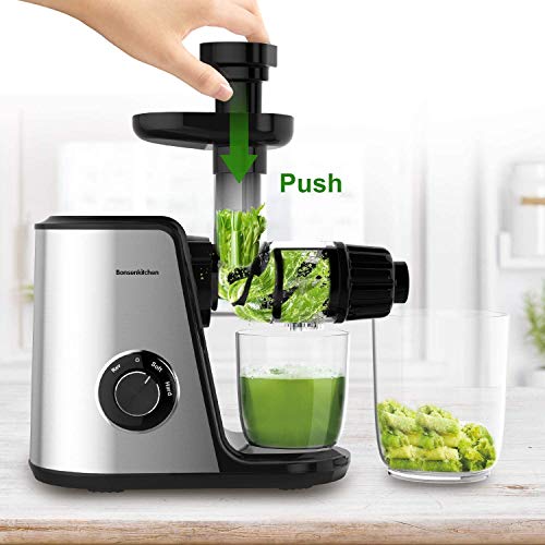 Masticating Juicer Machines, Bonsenkitchen Cold Press Juicer for Fruit