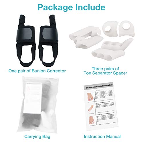Bunion Corrector & Bunion Relief Kit, Bunion Splint Toe Separator Toe Spacer Straightener Brace for Bunion, Overlapping Toes,Hammer Toes, Hallux Valgus Pain Relief for Men & Women by MANGZ