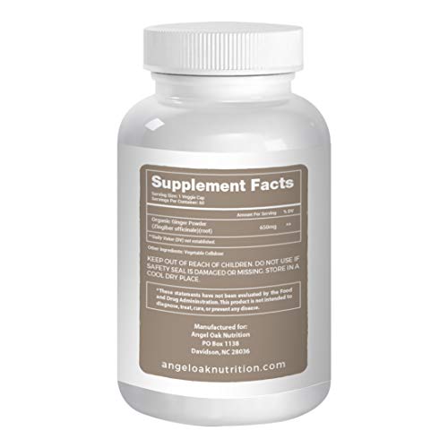 image for Angel Oak Nutrition Angel Oak Ginger Root Capsules – 650mg - Ground 