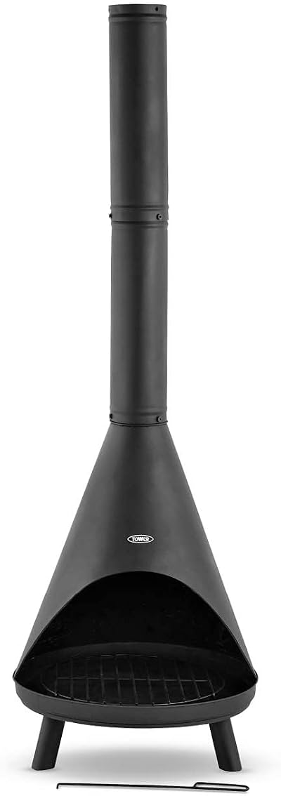 Tower Comet Chiminea Black Steel Patio Heater with Sturdy Feet