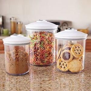 New Foodsaver 3 Piece Round Canister Set Vacuum Sealer