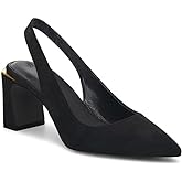 Jeimpoey Womens Slingback Chunky Heels Point-toe Pump Shoes Block Heel Summer Sandals Low-heel Party Shoes