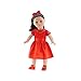 Emily Rose 18 Inch Doll Clothes | Red Lace Holiday Dress Outfit with Shoes and Ponytail Holder | Fits American Girl Dolls