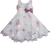 Sunny Fashion Girls Dress Purple Flower Bow Tie Wedding Party