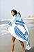 Bonita Beach Collection Round 'Roundie' Beach Towel Thick Terry Cotton with Fringe Tassels - Various Designs & Colors (The Islas Canarias (Tropical Banana Leaf))