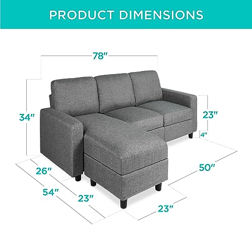Best Choice Products Upholstered Sectional Sofa for Home, Apartment