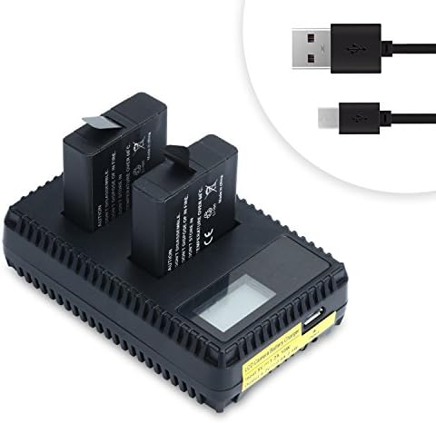 YATA Replacement Battery 1220 mAh 2 Pack Rechargeable for HERO5 HERO6 Hero 6 Hero 5 Sports Action Vedio Camera with LCD 2 Channel USB Charger