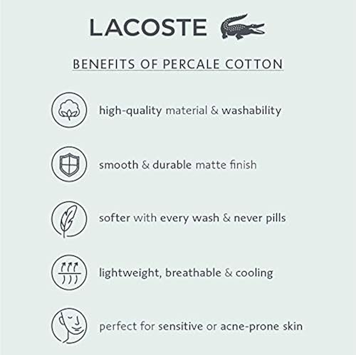 Lacoste 100% Cotton Percale Sheet Set, Herringbone Print, Vintage