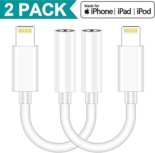 【2 Pack】 for iPhone 7 Headphone Adapter for iPhone 8 Dongle Adapter 3.5mm Aux Jack Earphone Splitter， for iPhone Adapter Headset Audio Cable Compatible for iPhone 7 8Plus/X/Xs/XS max and All iOS