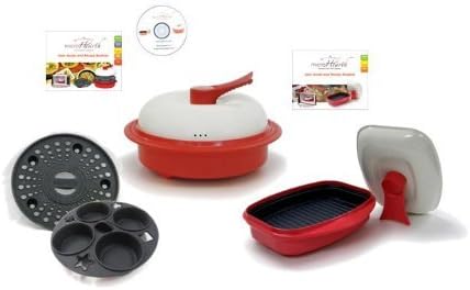 Microhearth Cookware Set (Everyday Pan Combo & Grill Pan) for Microwave Oven, Red by Microhearth