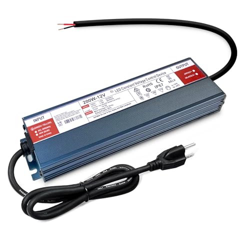 Photo 1 of QNNP® LED Driver 200 Watts 12V DC Low Voltage Transformer Waterproof IP67 Power Supply Transformer Adapter AC 100V-120V to 12V DC, LED Power Supply for Indoor Outdoor LED Lighting