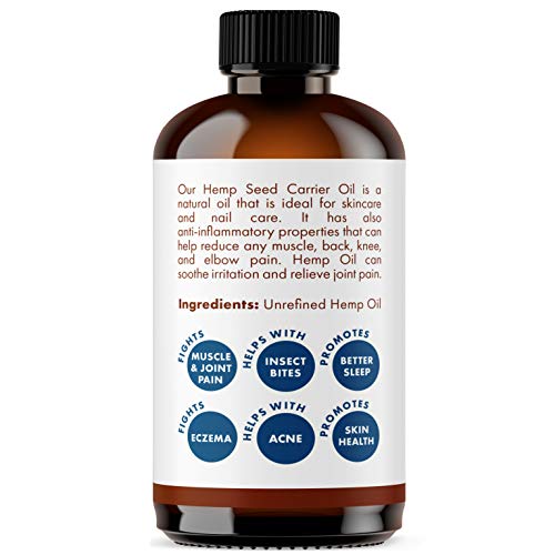 Unrefined Hemp Seed Carrier Oil - Pure,Organic, Natural Hemp Massage Oil Cold Pressed Raw Aromathera - //coolthings.us
