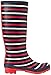 Joules Women's Welly Print Rain Boot, Navy London Stripe, 7 M US