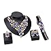 Everrich Luxurious Blue Crystal Bridal Cream Simulated Pearl Gold Plated Statement Necklace Earrings Jewelry Sets for Women Costume,4 Pairs