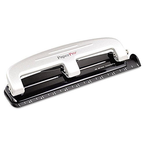 PaperPro 12-Sheet Capacity Three-Hole Punch, Rubber Base, Gray, EA - ACI2101 supplier_pens_n_more
