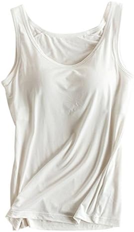 Womens Modal Built in Bra Active Padded Wide Straps Cami Tank Tops
