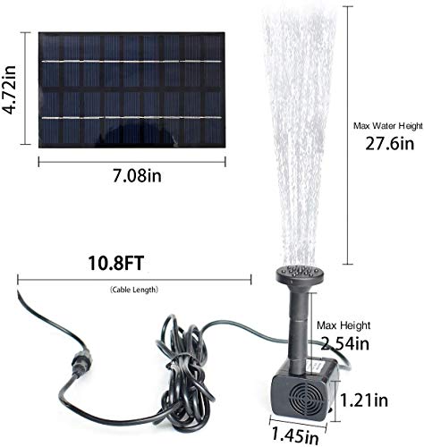 Gocheer 1.8W Solar Fountain Water Pump for Bird Bath Solar Panel Kit Outdoor Fountain for Small Pond, Pool,Patio Garden (Square)