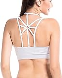 DeepTwist Women's Padded Sports Bra Cross Back Medium Support Workout Yoga Bra Top