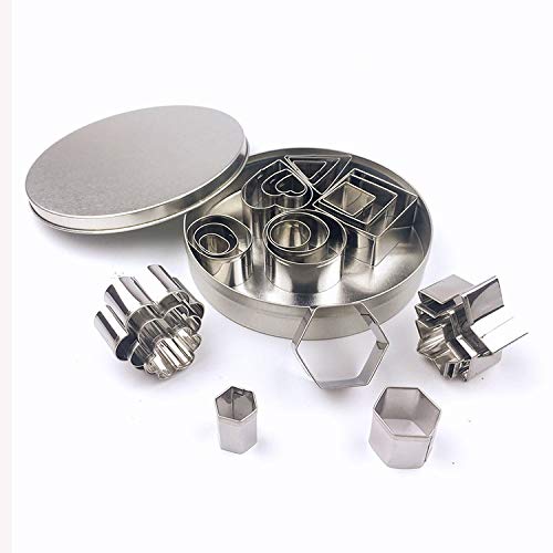 LetGoShop Cookie Cutters, Stainless Steel 24 Pieces Biscuit Cutters Include Star Shape, Heart Shape, Flowers Shape and Geometric Shape Pastry Cutter Mousse Cake Molds - Thumbnail 3