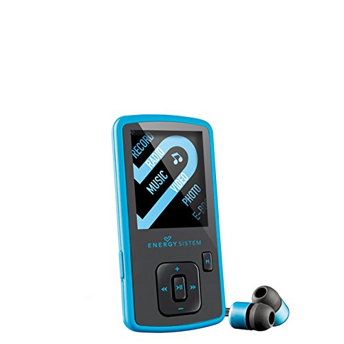 Reproductor MP4 de 8 GB (auriculares intrauditivos, radio FM, micro SD) color azul