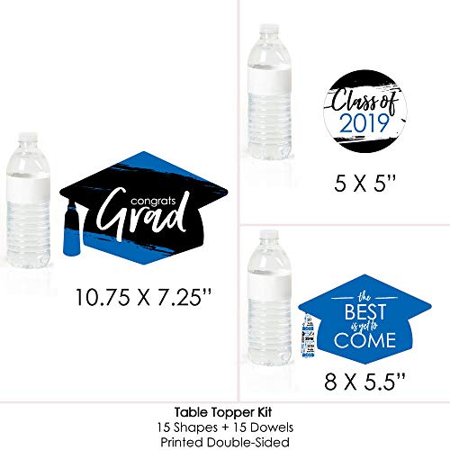 5 Blue+Grad+Graduation+Centerpiece+Toppers