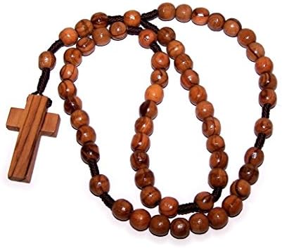 Olive Wood Beads Rosary Christian Holy Land Bracelet by Lion of Judah Market (Simple Rosary)