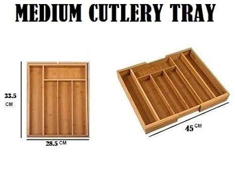 Expandable Bamboo Wood Wooden Cutlery Tray Holder Tidy Drawer