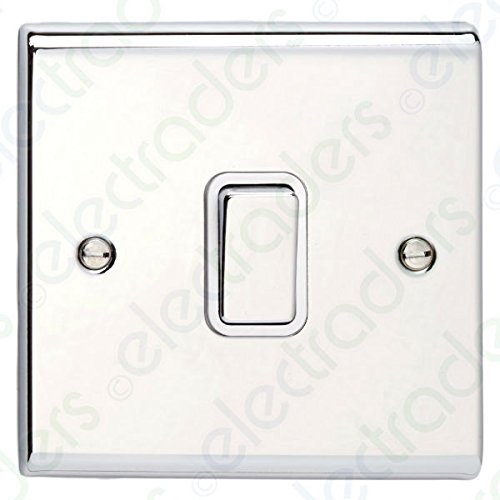 Deta SD1246CHW Light Switch 10 Amp 1 Gang Intermediate (Polished Chrome/White Insert)